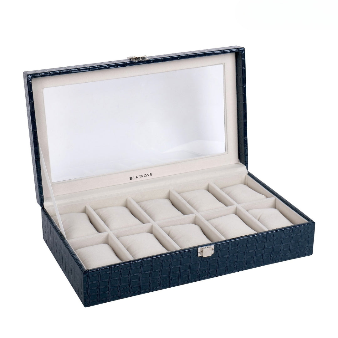 10 Slot Watch Box (With Glass Top)